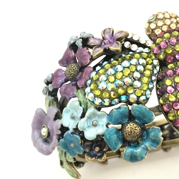 KIRKS FOLLY Bee Rhinestone Cuff Bracelet Jeweled Bee Flowers To Be or Not To Bee - Picture 12 of 16